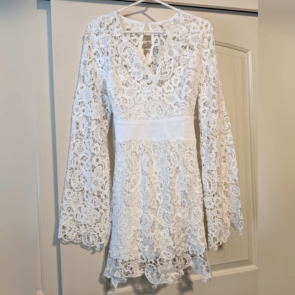 VENUS White Lace Mini Dress